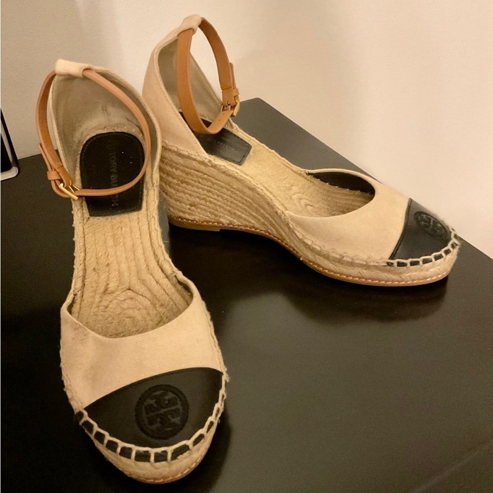 Tory Burch Color Block Wedge Espadrille Sandals - Picture 8 of 13